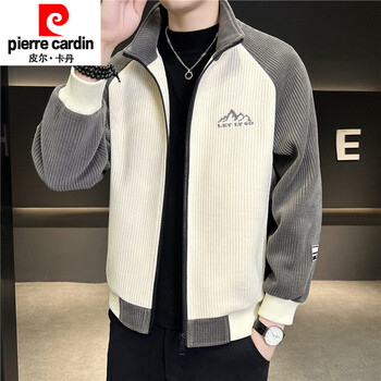 Pierre cardin corduroy jacket men's spring and autumn trendy lapel casual stand-up collar jacket men's spring and autumn thickened top 2450 beige regular m about 80-100 jin