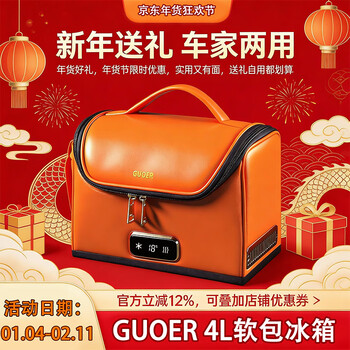 Guoer new year's gift car refrigerator mobile portable mini hot and cold dual temperature insulin refrigerator box heating and insulation baroque orange (upgraded model) car home dual use 4 liters