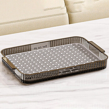 Fantasy light luxury drain tray household storage rack water cup storage rack high-end teacup coffee mug tea tray transparent black small size (with drain rack)