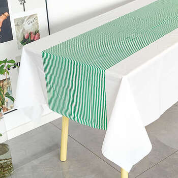 He jiagong stone cloth disposable tablecloth rectangular flower blooming rich tea restaurant hotel restaurant round table waterproof thickened tablecloth stone cloth green stripes 1.4x1.4m 10 sheets