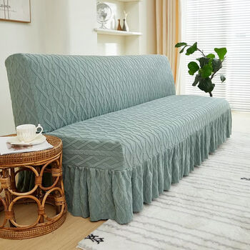 Fantasy folding thickened sofa sofa bed skirt armrest all-inclusive sofa cushion bed cover elastic universal four seasons cover jacquard pine green skirt sofa cover suitable for length 110140cm