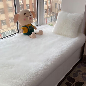 Miaopule nordic plush thickened bay window mat window sill mat non-slip balcony cushion bedroom sofa cushion imitation wool can be customized white 90cm*200cm cm*rectangular