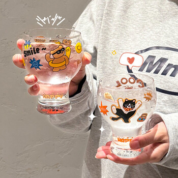 Yusenyi craft beer cup cute glass wine cup home drinking cup high-looking water cup coffee cup juice cup happy party丨beer cup + mix and match 2