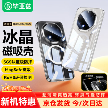 Biaz magnetic ice crystal, suitable for huawei mate80rs mobile phone case, mate80rs protective cover, thin, all-inclusive, anti-fall, refreshing, skin-friendly feel, transparent shell jk1026 transparent