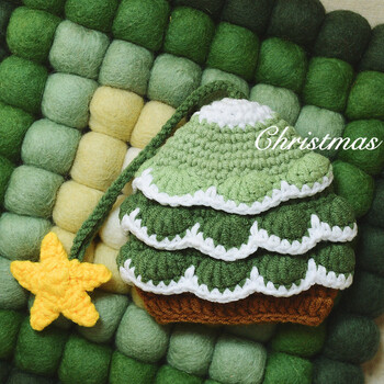 Other/other handmade wool crochet finished christmas tree key bag car pull-out key cover open-top ins girly red christmas tree key bag