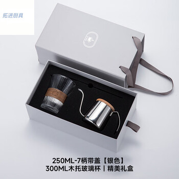 Tuojin japan imported high-quality hanging ear coffee hand brewing kettle set for home holiday gifts coffee glass water filling gray gift box 250ml-7 handle with lid silver