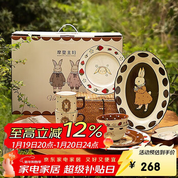 Modern housewife hera rabbit housewarming birthday gift wedding tableware dishes wedding engagement box set-8 pieces for 2 people