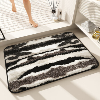 Fantasy super water-absorbent furry floor mat bathroom dirty-resistant carpet bathroom door flocking thick foot mat home bathroom non-slip yunrou cut velvet + black gray 60x90cm