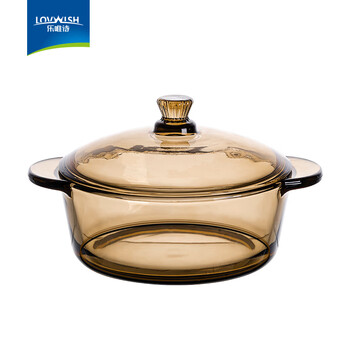 Lovwish original color glass soup bowl with lid single instant noodle bowl double ear amber steamer fruit salad bowl noodle bowl original color kangfu crystal pot-800ml