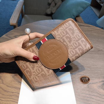 Kangaroo luxury wallet women's long style 2026 new multi-card slot large capacity wallet mobile phone bag dual-use simple coffee 7 card slots with leather lining