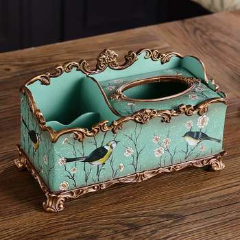Yusenyi european-style tissue box napkin paper box multi-functional living room coffee table luxury home american remote control storage box biyi shuangfei regular version
