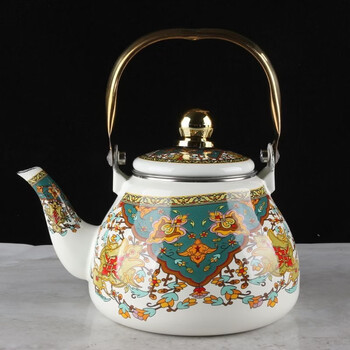 Enamel enamel pot enamel kettle household teapot milk teapot enamel medicine pot induction cooker gas use zh turkish pot ethnic style 1.1l 1l