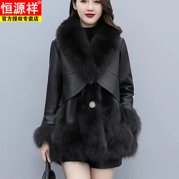 Hengyuanxiang fur coat for women 2025 winter new style mid-length slim imitation fox fur thickened and warm haining fashion coat black s recommended 90-105 catties
