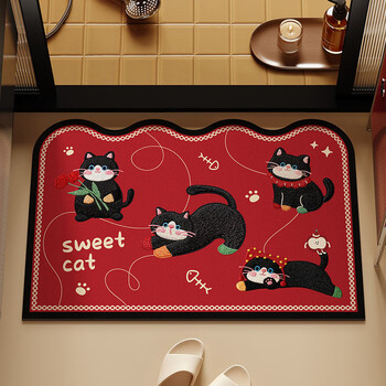 Fantasy bathroom floor mat bathroom door non-slip foot mat household washbasin absorbent mat festive entry door mat fantasy meow qilu 40x60 quick-drying and strong water absorbent