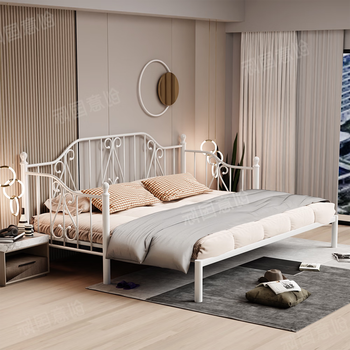 Pupan 2025 new folding iron bed pull-out retractable bed 15 meters iron sofa bed day bed sliding bed white pull-out sofa frame folding mattress installation 1500mmx1900mm