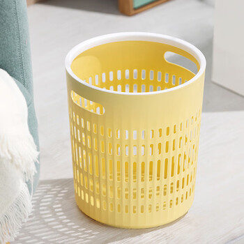 Camellia new year's day home bedroom kitchen living room bathroom toilet large large capacity hollow press ring trash can yellow