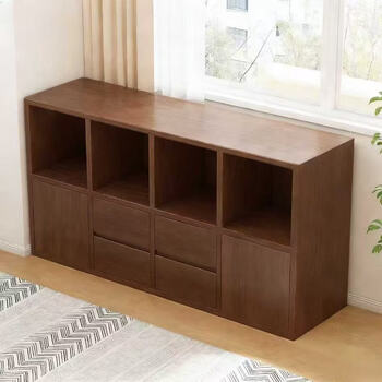 Fantasy bookcase storage cabinet living room wall-mounted floor-to-ceiling storage cabinet low cabinet bay window cabinet hot-selling four drawers and two cabinets lantau cedar wood 140x30x75cm