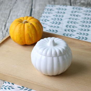 Tuojin jingdezhen ceramic creative pumpkin stew pot steamed egg bowl food supplement bowl health porridge soup bowl with lid for one person confinement meal small pumpkin cup (diameter 7.5cm)_capacity 300ml