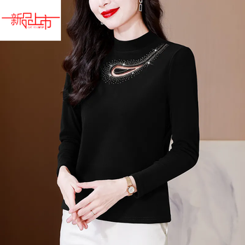 Yalu middle-aged and elderly german velvet bottoming shirt for women in autumn and winter new style plus velvet to keep warm inside, long-sleeved top and outer wear western style shirt black 075 double-sided german velvet fabric s 80-90 catties