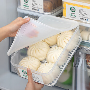 Home story japanese antibacterial steamed buns refrigerator freezer special storage box large capacity dumplings food grade sealed preservation box antibacterial storage box 4500ml 1 pack 1 layer