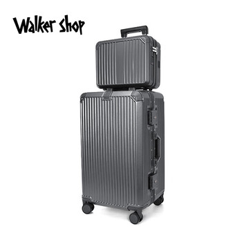 Walker shop thickened large capacity checked luggage multifunctional suitcase business travel strong and durable trolley case space gray child box 26 inch