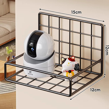Wooden grid monitoring bracket without punching camera bracket outdoor wall-mounted router placement rack tv set-top box storage rack black mesh bottom