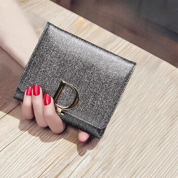 Kangaroo luxury genuine leather small wallet for women, small and exquisite, simple short folding atmospheric wallet d wallet fashion 2025 bright gray