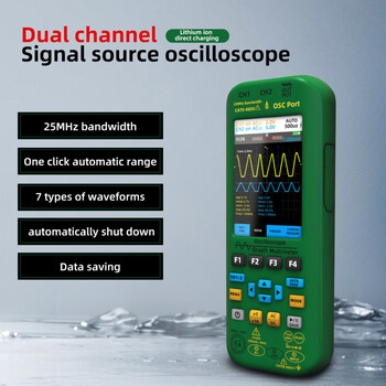 Zailu digital handheld dual-channel 50mhz oscilloscope signal source multimeter graphic chart o7 (green)
