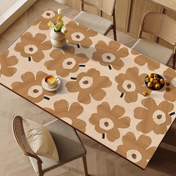 Fantasy imitation wood grain table mat, waterproof and oil-proof, no-wash tablecloth, special-shaped flower leather table mat, anti-scalding and high temperature resistance, 70x130cm, cut as desired, t meitan qingmeng