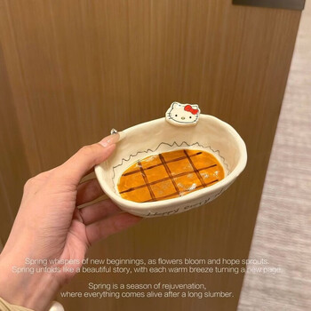 Fantasy cute relief plate ceramic underglaze color dinner plate tableware home salad plate rice bowl limited serving plate internet celebrity small bathtub bowl 175ml