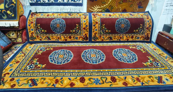 Yusen yi tibetan style pair of blankets pure wool auspicious pattern tibetan style living room sofa cushion carpet bedside card mat thickened 90*190cm pure wool style eleven pairs of blankets 1 pair