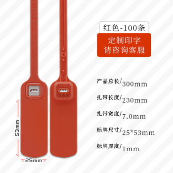 Junyue plastic lead seal disposable label tie customization logistics seal anti-counterfeiting anti-tampering anti-theft buckle container seal tag hanging tag coal mine oil tank container truck sealing anti-tampering buckle 300s 300mm-red 100 strips