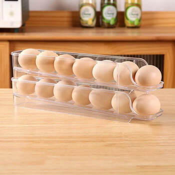 Shijanu's new food-grade refrigerator side door egg storage box rolling egg tray transparent 2-pack