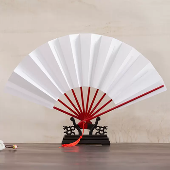Yu sen yi japanese-style ten-bone bat fan cos will be sent to the bright moon with wine, can be transferred to the house to dance with joy and chaos, silk cloth folding fan, pure white silk cloth, red bone