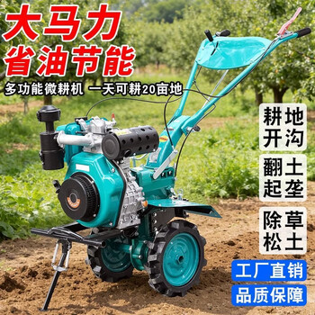 Wornonside's new small diesel micro-tiller multi-functional agricultural plowing ditching mountain soil plowing new cultivator rotary tiller air-cooled diesel 173 electric start (6 hp) rotary tiller blade + rubber wheel