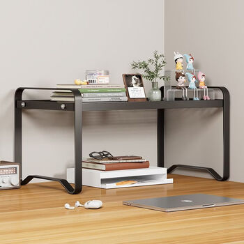 Fantasy desktop storage rack desktop simple bookshelf desk storage home small storage office file placement rack wire storage rack chang cat ear style double layer 30x20x36 black