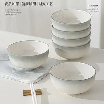 Persson light luxury rice bowl underglaze color household high-value ceramic noodle soup bowl 4.5-inch bowl 10 pack