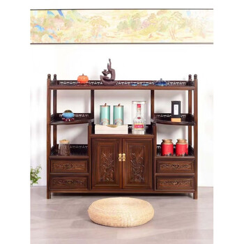 Laoyu chinese sideboard tea cabinet solid wood cabinet coffee table side cabinet side cabinet wine cabinet multi-functional storage cabinet b type - large walnut color - double door - 118*36*98 double door