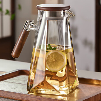 Yusen yiya hong kong cold kettle high temperature resistant glass pot and cup set for home living room thickened advanced cold kettle teapot (transparent) diamond kettle 1950ml high resistance 1950ml