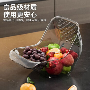 Shantou lincun fruit washing and draining basket transparent multifunctional rice draining basket household fruit and vegetable washing drainage basket living room fruit basket transparent color 1 pack