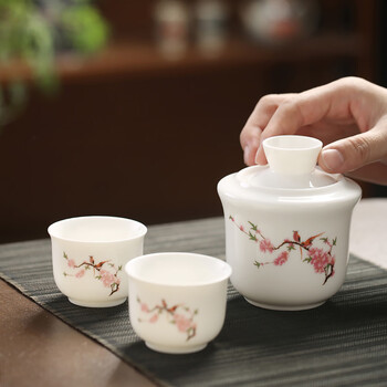 Fantasy wine warmer mutton fat jade ceramic hot wine hot wine jug wine warmer household rice wine 2 liang and a half catty set gift customization mutton fat jade porcelain pure white 2 liang with 1 cup