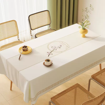 Yusen yi fresh imitation sheepskin rectangular tablecloth waterproof and oil-proof no-wash new chinese dining table mat coffee table table mat leather texture lambskin flower slightly 80x120cm