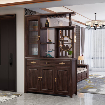 Pupan living room partition entrance cabinet new chinese style ebony wood multi-functional storage shoe cabinet solid wood screen wine cabinet storage cabinet a 120x40x200 ebony wood