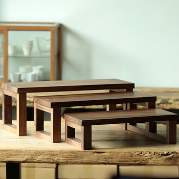 Fantasy desktop solid wood storage rack black walnut cosmetics storage display rack tea set coffee cup storage shelf ornaments beech 45x16x14 storage rack