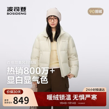 Bosideng 25-year-old down jacket for women winter 90 velvet thickened stand-up collar slim short casual thickened warm jacket