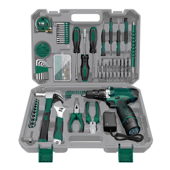 Yingtang 206-piece lithium electric drill set multi-functional manual household hardware tool set tool box 206-piece set gray box