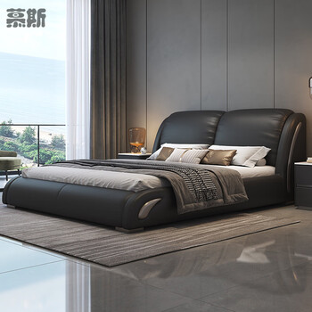 Mousse 2026 new italian light luxury leather bed 1.8 meters double bed master bedroom home soft-packed tatami storage wedding bed single bed (excluding bedside tables and mattresses) 1500mm*2000mm x frame structure