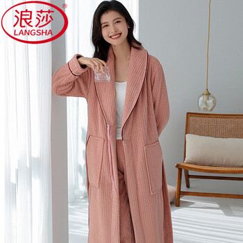 Langsha nightgown for women winter long bridal dressing gown pajamas coral velvet bathrobe for women autumn and winter thickened plus velvet sexy mid-length nightgown x2030 jingyi pink-square (nightgown) m