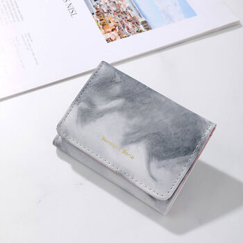 Tri-fold wallet for women 2023 new style girls high-looking and cute small coin purse card holder short wallet ins style light gray wallet