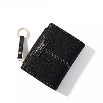 Woodpecker (tucano) two-fold coin purse 2026 new student ladies multi-card keychain korean style women's short fortune zipper 928666 black store manager inspection and delivery